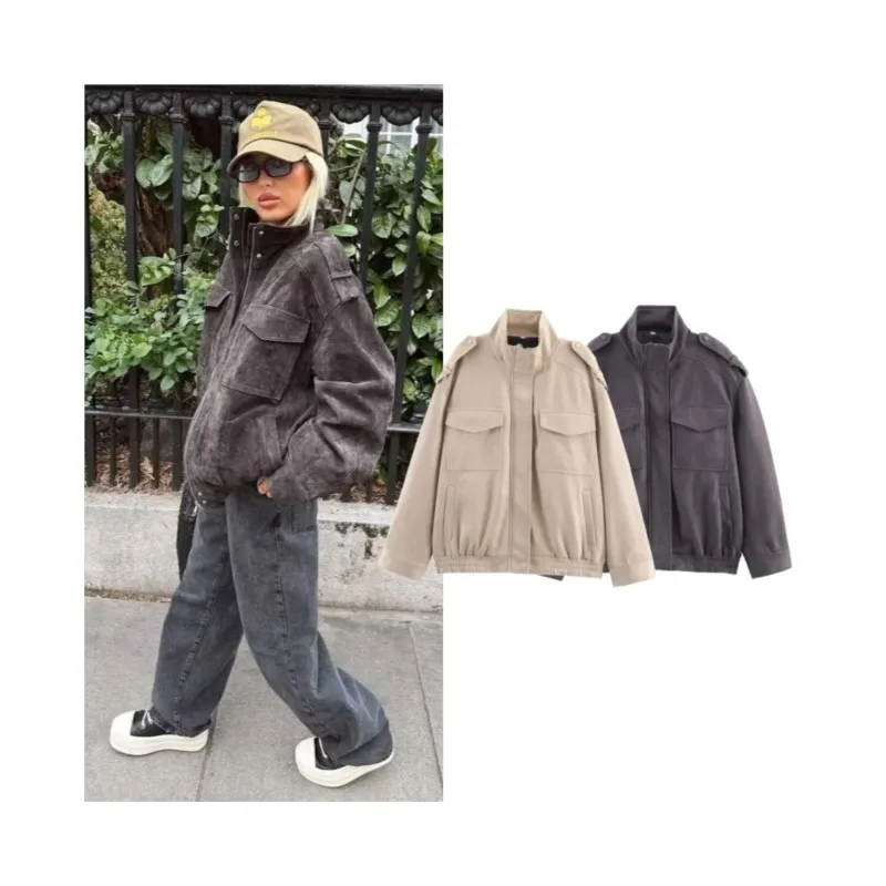 NERHEFZ женская замшевая куртка с высоким воротником, осенняя куртка на молнии с длинными рукавами и карманами, повседневные женские шикарные топы, женские пальто
NERHEFZ женская замшевая куртка с высоким воротником, осенняя куртка на молнии с длинными рукавами и карманами, повседневные женские шикарные топы, женские пальто