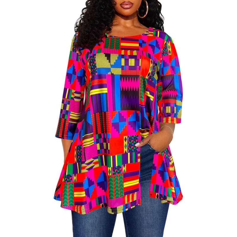 Womens Print Shirt African Dashiki 3/4 Sleeve Boho Loose Tunic Tops
Womens Print Shirt African Dashiki 3/4 Sleeve Boho Loose Tunic Tops