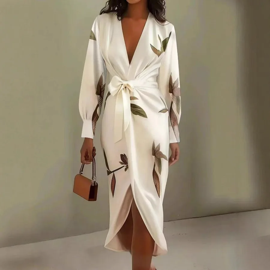 【New style】Women's clothing V-neck, long-sleeved, lace printed long dress, light luxury and high-end
【New style】Women's clothing V-neck, long-sleeved, lace printed long dress, light luxury and high-end