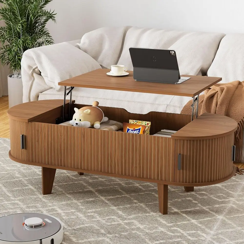 Oval Coee Table with Storage, 47.2" luted Lit Top Coee Table with 180° Sliding Tambour Door, Century ern Center Table or Living
Oval Coee Table with Storage, 47.2" luted Lit Top Coee Table with 180° Sliding Tambour Door, Century ern Center Table or Living