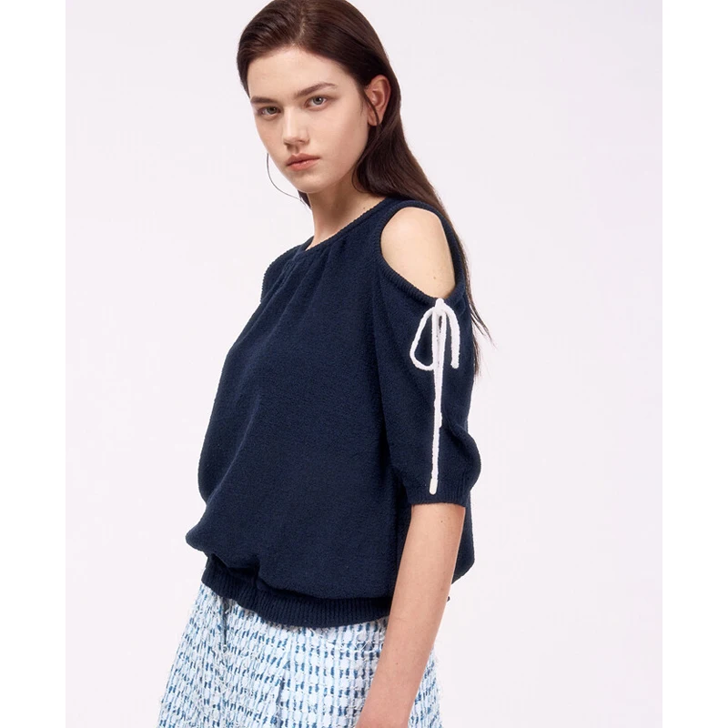 Ele Thin Knitted Sweater with Belt Mid-Sve oulder Bared Slimming Lightweight Women's Faion Spring Commute Sle
Ele Thin Knitted Sweater with Belt Mid-Sve oulder Bared Slimming Lightweight Women's Faion Spring Commute Sle