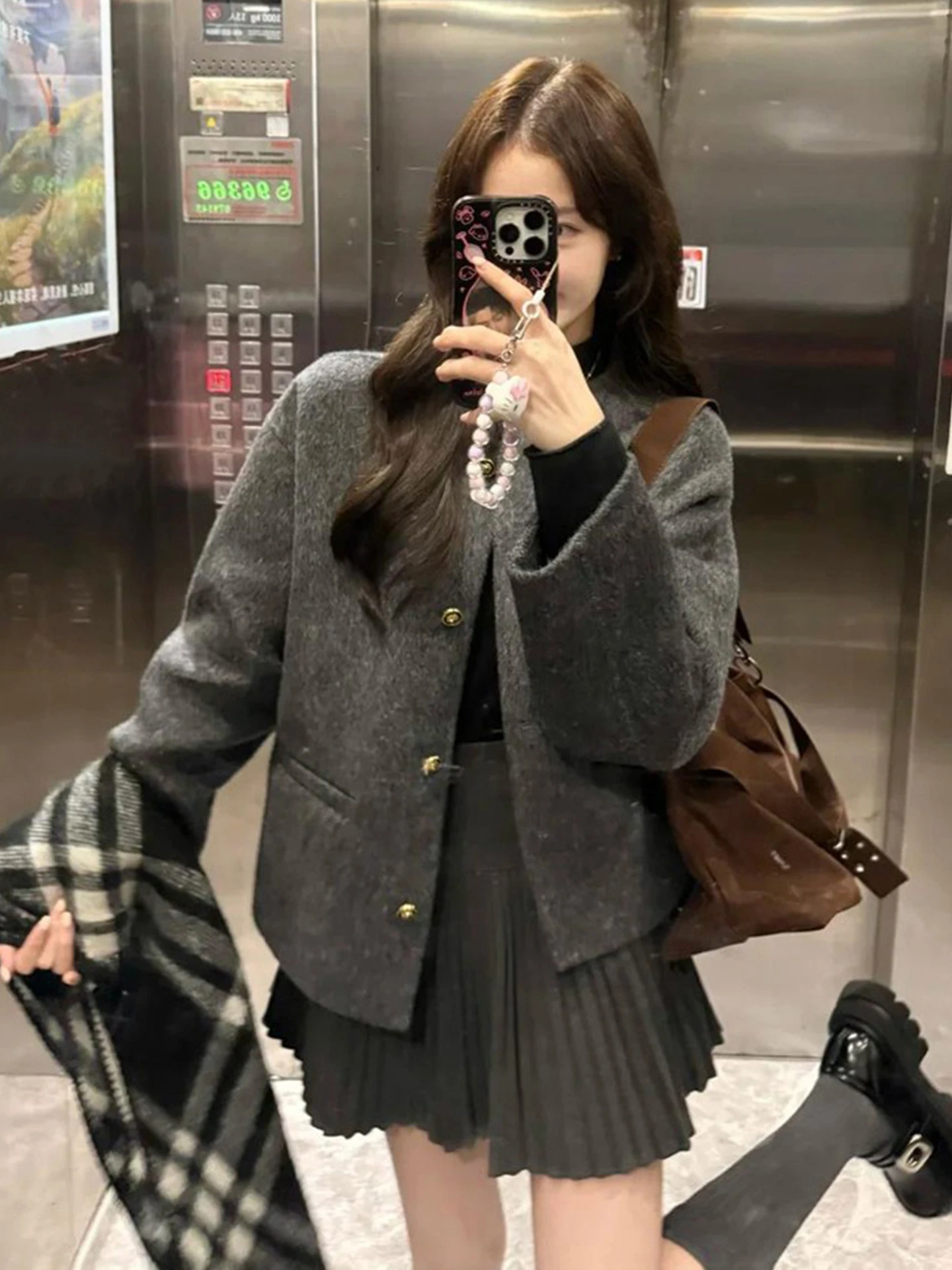 ort Bla ey Tweed Sle Women's Jaet Autumn Winter New Unique Cute Small Size Top Button Design Loose Fit Long Sve
ort Bla ey Tweed Sle Women's Jaet Autumn Winter New Unique Cute Small Size Top Button Design Loose Fit Long Sve