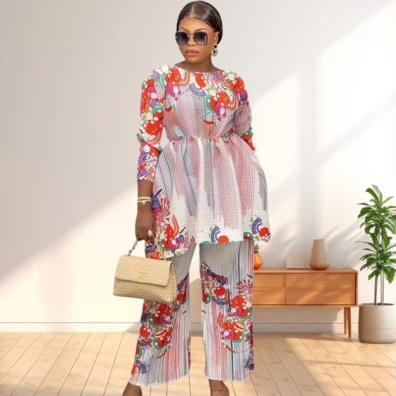 Африканские женские прямые брюки больших размеров с принтом Мияке и длинными рукавами, эластичные брюки из 2 предметов, подходят для выпускного вечера, покупок, пригородная одежда
Африканские женские прямые брюки больших размеров с принтом Мияке и длинными рукавами, эластичные брюки из 2 предметов, подходят для выпускного вечера, покупок, пригородная одежда