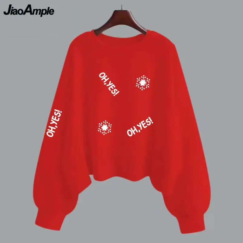 2023 Autumn Winter Lucky Red Snow Print Sweatshirts for Women Korean Casual Loose Simple O-neck Top Lady Fashion Letter Pullover
2023 Autumn Winter Lucky Red Snow Print Sweatshirts for Women Korean Casual Loose Simple O-neck Top Lady Fashion Letter Pullover