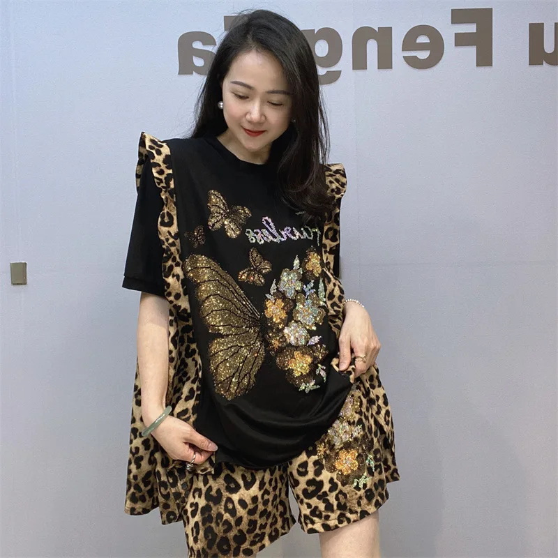 Two Piece Sets Womens Outfits Leopard Pritned Cartoon Diamonds Tracksuit Short Sets Women Casual Knitwear Летний Костюм Женской
Two Piece Sets Womens Outfits Leopard Pritned Cartoon Diamonds Tracksuit Short Sets Women Casual Knitwear Летний Костюм Женской