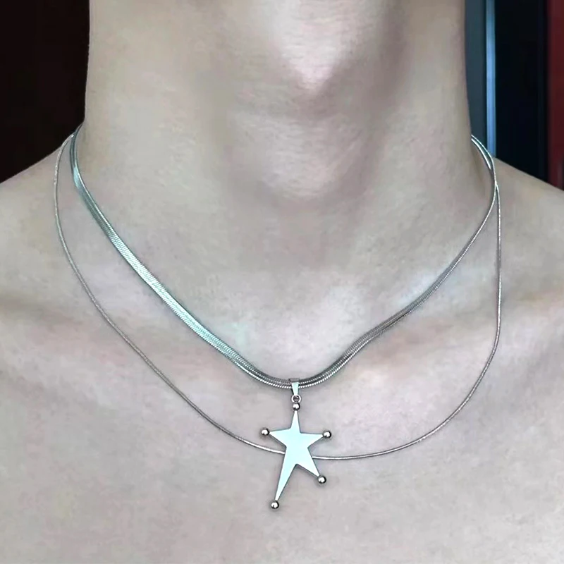 Korean Fashion Titanium Steel Star Pendant Necklace Cute Punk Charms Necklace for Women Y2K Accessory Chains Choker Goth Jewelry
Korean Fashion Titanium Steel Star Pendant Necklace Cute Punk Charms Necklace for Women Y2K Accessory Chains Choker Goth Jewelry