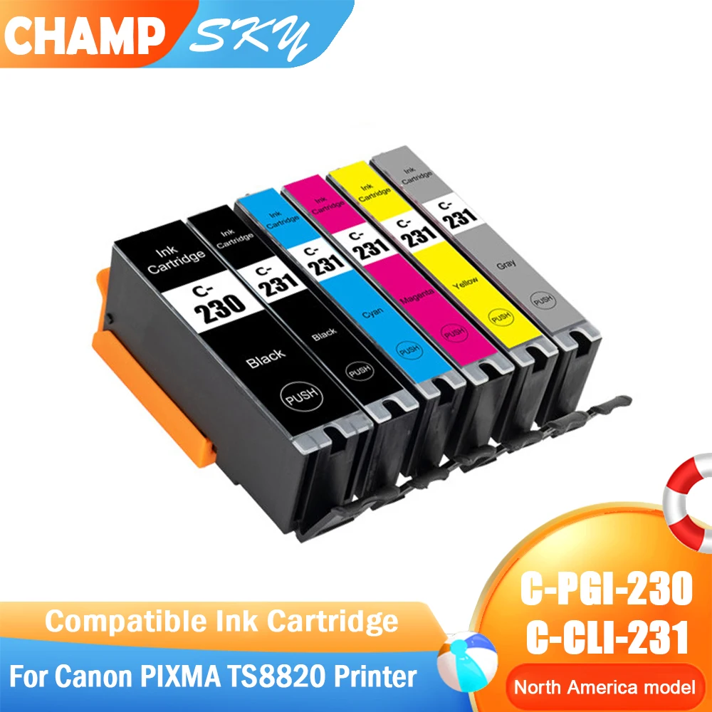 Champ Sky PGI-230 PGI230 PGI 230 CLI 231 Premium Compatible Inkjet Ink Cartridge for Canon PIXMA TS8820 Printer
Champ Sky PGI-230 PGI230 PGI 230 CLI 231 Premium Compatible Inkjet Ink Cartridge for Canon PIXMA TS8820 Printer