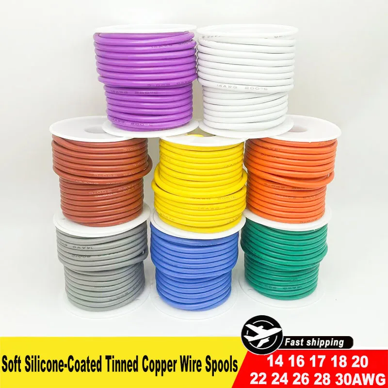Soft silicone-coated spools,tinned copper wire sizes include 14awg 16awg 17awg 18awg 20awg 22awg 24 26 28 and 30AWG (10 colours)
Soft silicone-coated spools,tinned copper wire sizes include 14awg 16awg 17awg 18awg 20awg 22awg 24 26 28 and 30AWG (10 colours)