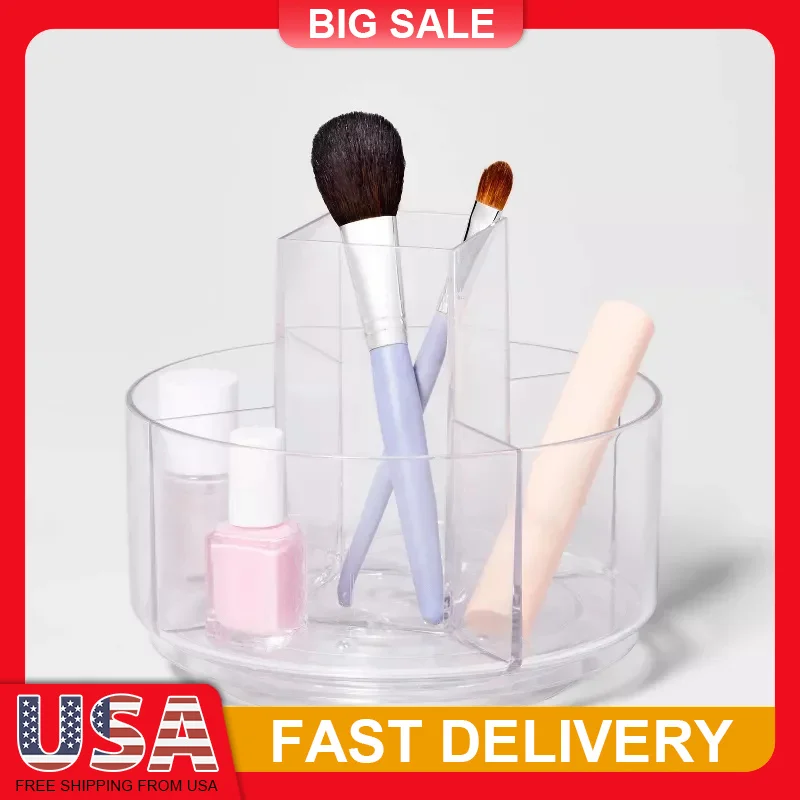 Clear Plastic Makeup Organizer Turntable 7 Inches with 5 Compartments for Brushes Cosmetics Skincare Bathroom Vanity Storage
Clear Plastic Makeup Organizer Turntable 7 Inches with 5 Compartments for Brushes Cosmetics Skincare Bathroom Vanity Storage