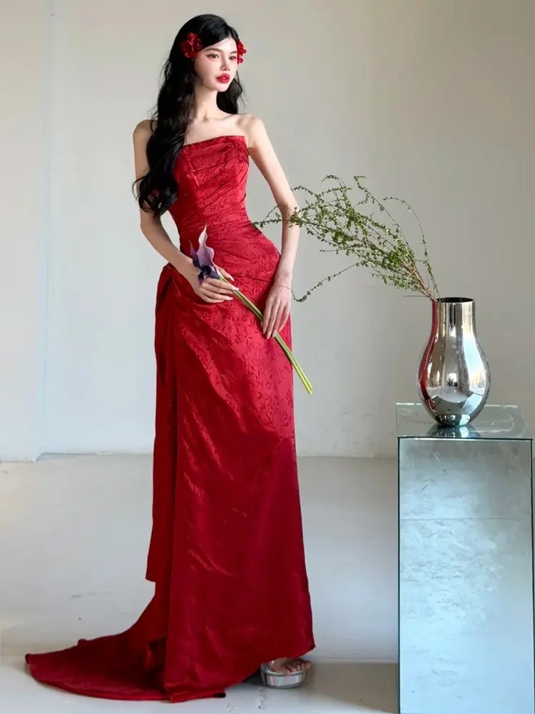 Red Bridal Gown Evening Dress Engagement Party Wedding New Chinese Style Morning Robe High End Custom Made Elegant Long Skirt
Red Bridal Gown Evening Dress Engagement Party Wedding New Chinese Style Morning Robe High End Custom Made Elegant Long Skirt