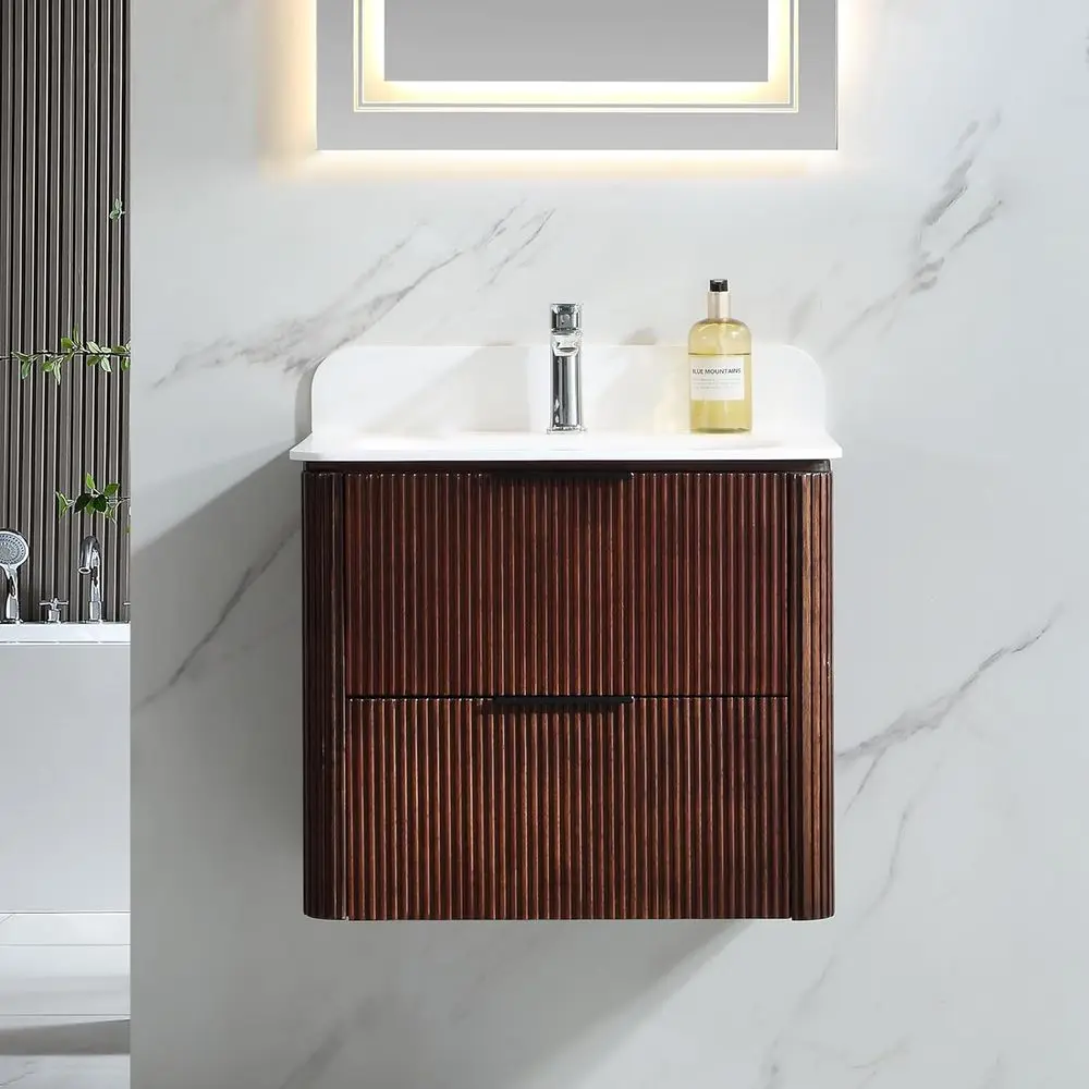 24 Wall-Mounted Floating Vanity with Sink, Pre-Assembled Plywood Cabinet, Soft-Close Drawers & Metal Handles
24 Wall-Mounted Floating Vanity with Sink, Pre-Assembled Plywood Cabinet, Soft-Close Drawers & Metal Handles
