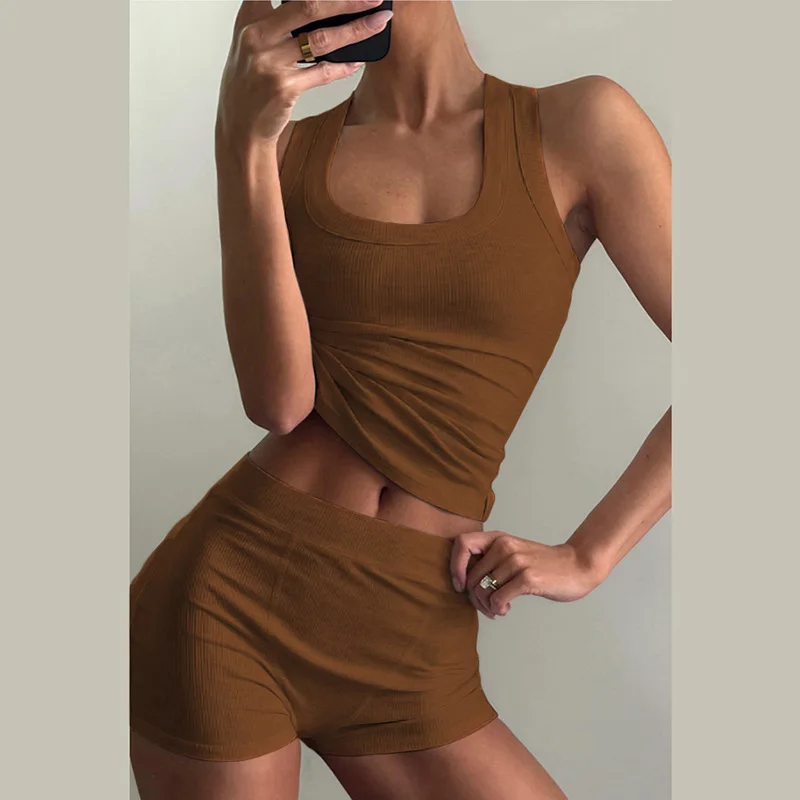 American Women's Clothing New2025Autumn Fashion Casual round Neck Solid Color Slim-Fit I-Shape Vest High Waist Shorts Suit
American Women's Clothing New2025Autumn Fashion Casual round Neck Solid Color Slim-Fit I-Shape Vest High Waist Shorts Suit