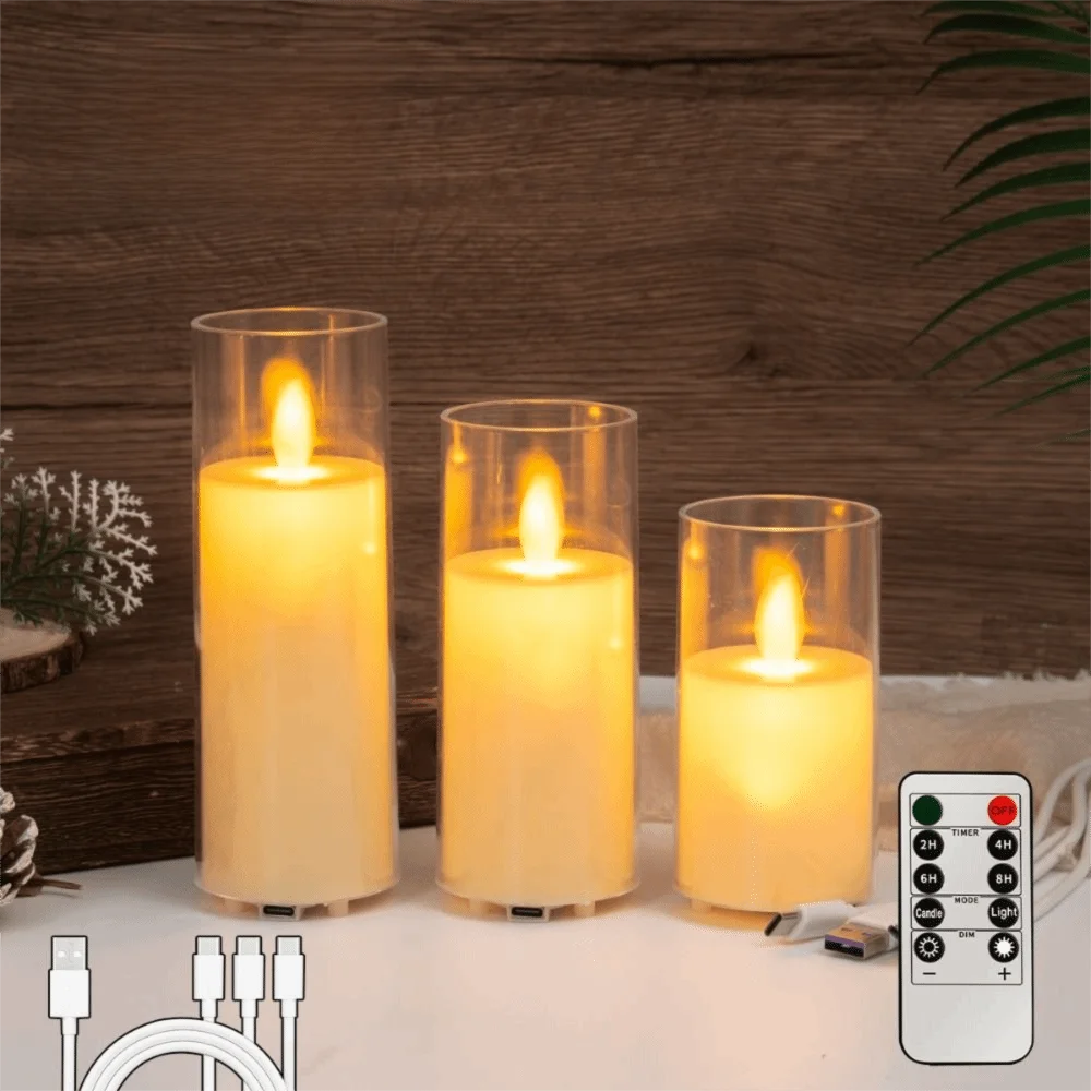 Rechargeable LED Flameless Candles with Remote Control Realistic Flickering Fake Candle Lights Timer Soft Light
Rechargeable LED Flameless Candles with Remote Control Realistic Flickering Fake Candle Lights Timer Soft Light