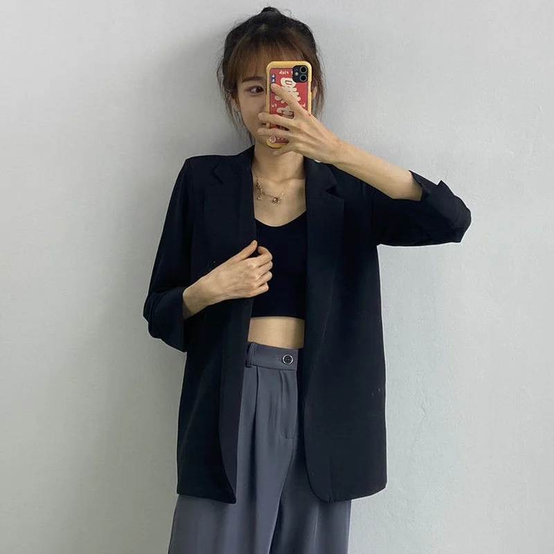 Blazers Women Lightweight Femme Simple Korean Office Ladies Chic Summer Cozy Notched Outerwear Baggy Streetwear Popular Basic
Blazers Women Lightweight Femme Simple Korean Office Ladies Chic Summer Cozy Notched Outerwear Baggy Streetwear Popular Basic