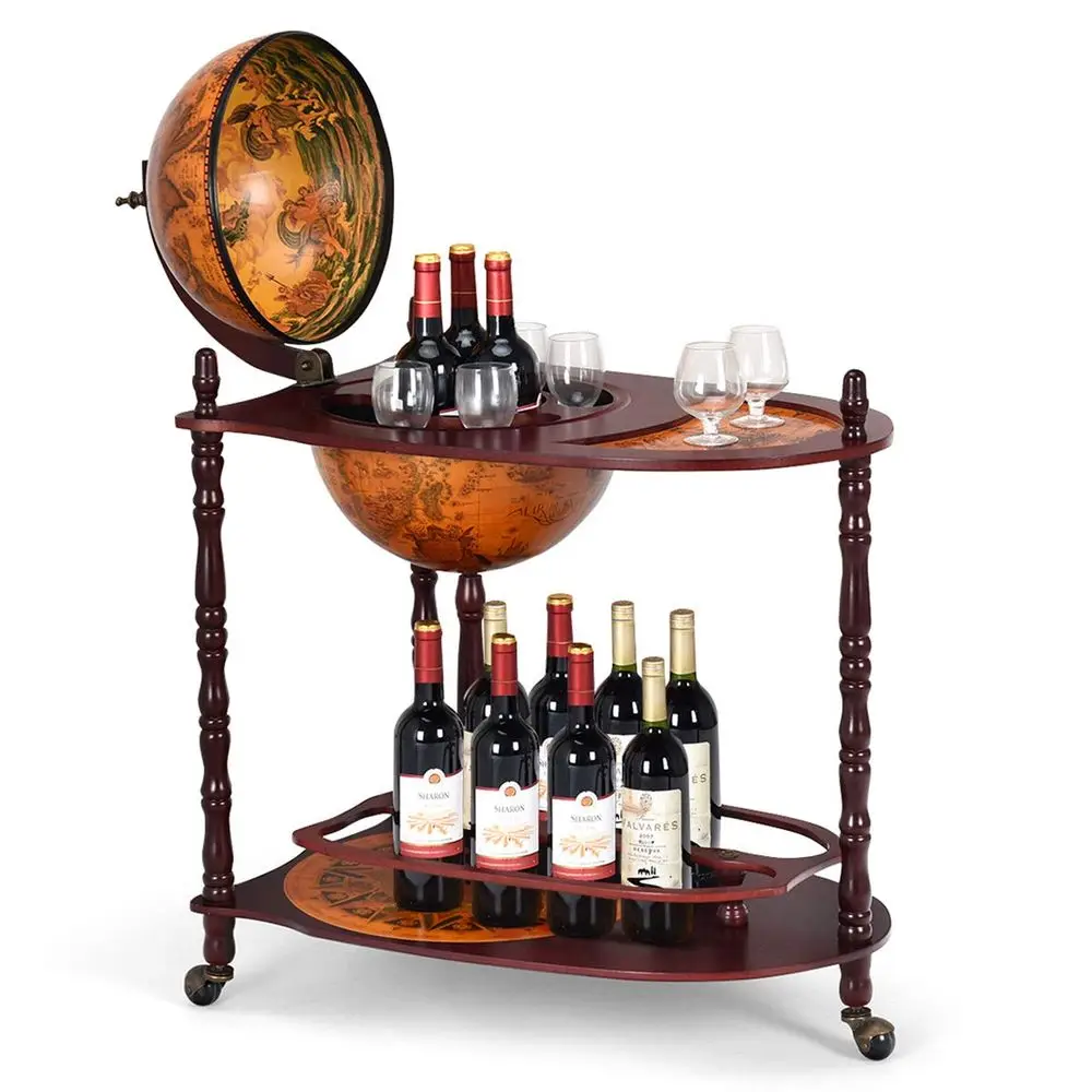 Globe Bar, 34.5Wood Wine Bar Stand with Wheels, Bottom Shelf amp Old World Map, 16 Century Italian Replica Globe Bar Liquor Cab
Globe Bar, 34.5Wood Wine Bar Stand with Wheels, Bottom Shelf amp Old World Map, 16 Century Italian Replica Globe Bar Liquor Cab