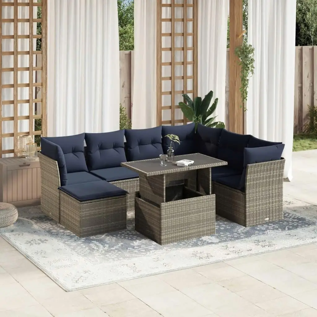 8 Piece Modular Gray Rattan Patio Sofa Set with Soft Cushions for Outdoor Garden Furniture
8 Piece Modular Gray Rattan Patio Sofa Set with Soft Cushions for Outdoor Garden Furniture