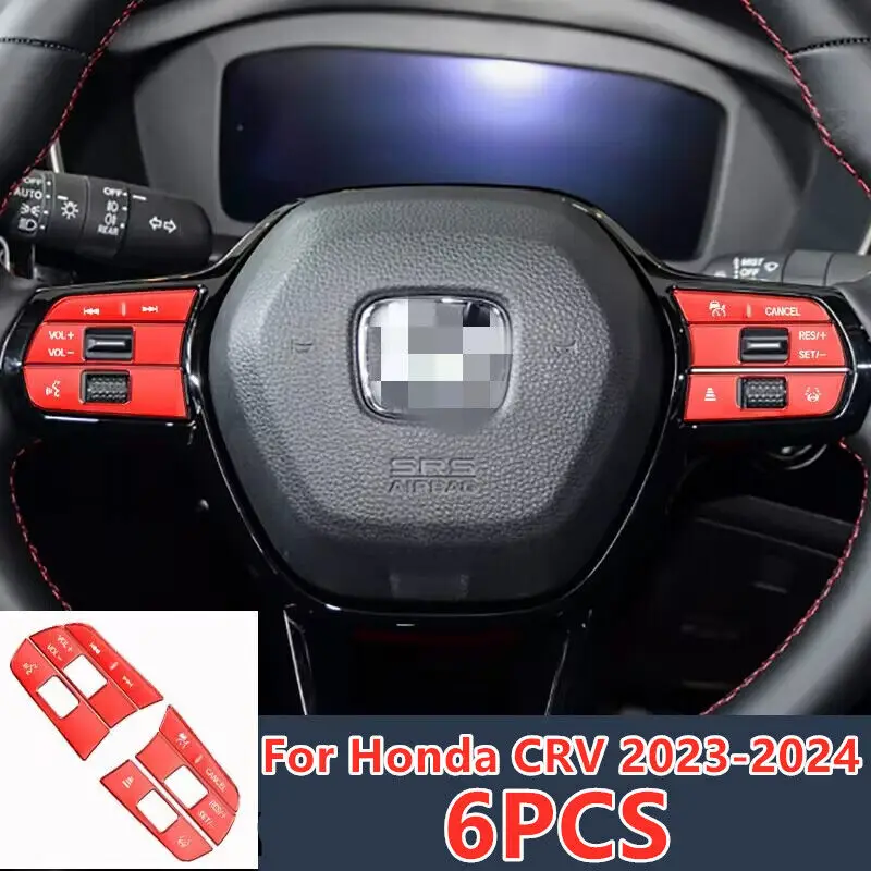 6Pcs Red Aluminum Steering Wheel Button Cover Trim Decor For Honda CRV 2023-2024
6Pcs Red Aluminum Steering Wheel Button Cover Trim Decor For Honda CRV 2023-2024