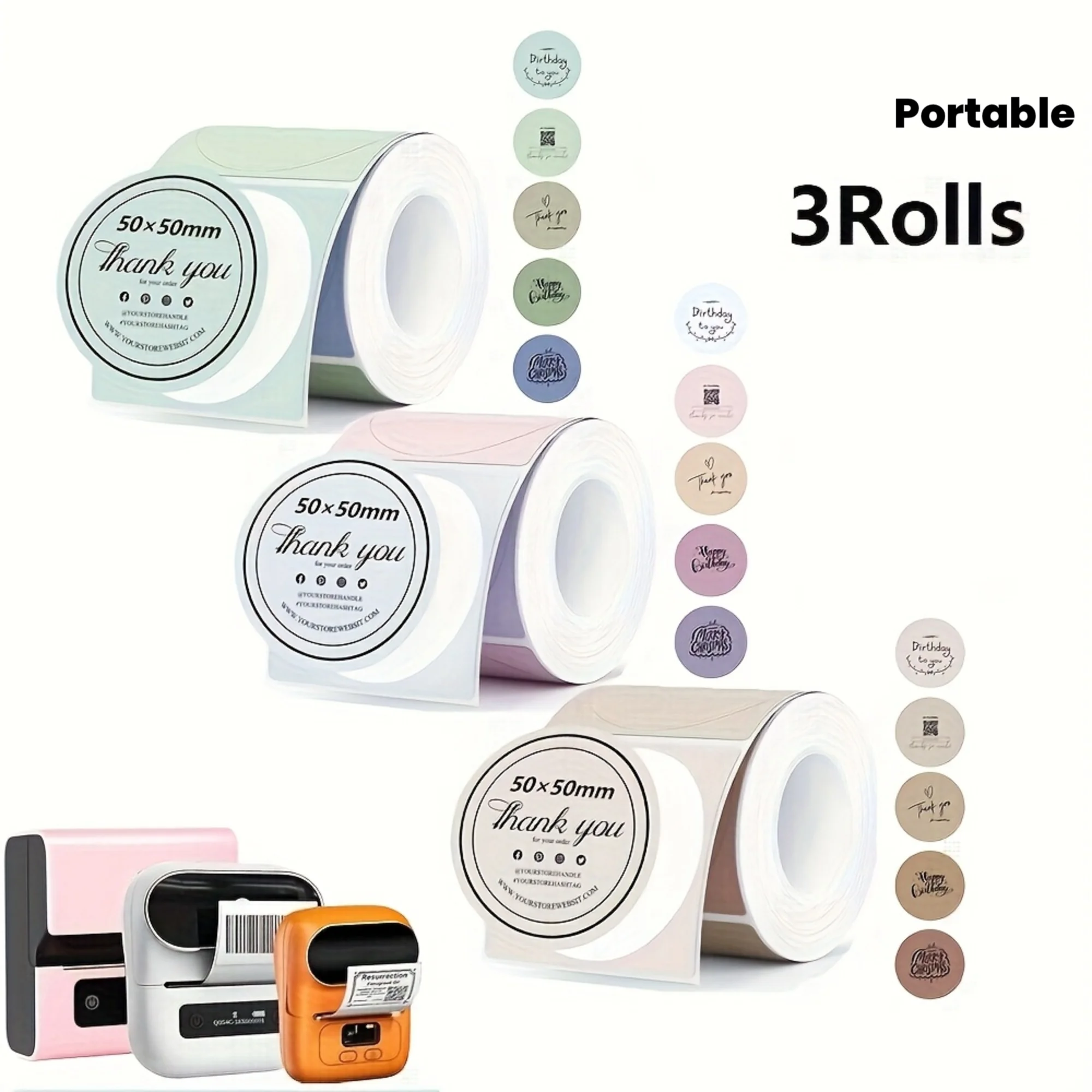3 Rolls of Colorful Round Thermal Label Paper | 5.0cm x 5.0cm, 140pcs per Roll, Compatible with M110/M221/M120/M200 Portable Pri
3 Rolls of Colorful Round Thermal Label Paper | 5.0cm x 5.0cm, 140pcs per Roll, Compatible with M110/M221/M120/M200 Portable Pri