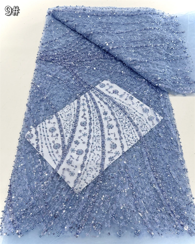 Luxury Nigerian Beaded Lace Fabric with High-Quality Sequins for African Party Dress Sewing Material
Luxury Nigerian Beaded Lace Fabric with High-Quality Sequins for African Party Dress Sewing Material