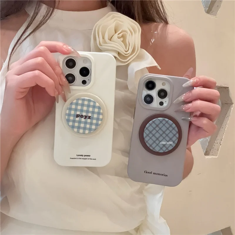 Cute Plaid Pattern Magnetic Phone Case For iPhone 16 Pro 15 14 13 Pro Max Cover with Magsafe Stand Holder Shockproof Cases Capa
Cute Plaid Pattern Magnetic Phone Case For iPhone 16 Pro 15 14 13 Pro Max Cover with Magsafe Stand Holder Shockproof Cases Capa