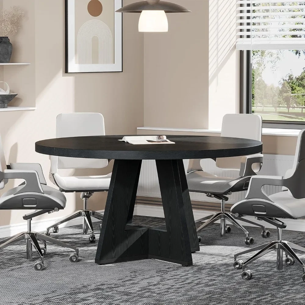 47-Inch Round Conference Table for 4-6 People, Wooden Meeting Room Table with Thicken Tabletop and Wood Base
47-Inch Round Conference Table for 4-6 People, Wooden Meeting Room Table with Thicken Tabletop and Wood Base