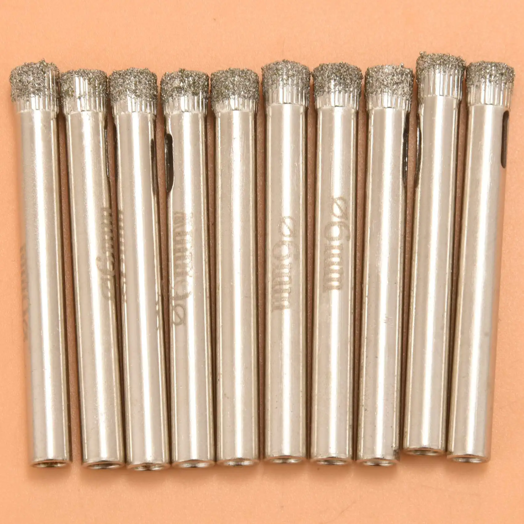 6 Mm Diameter Silver Diamond Coated Drills Tiles Glass Hole Saws (Pack Of 10)
6 Mm Diameter Silver Diamond Coated Drills Tiles Glass Hole Saws (Pack Of 10)