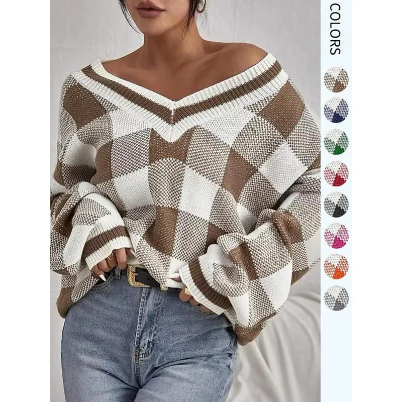 Women's Plaid Sweater Spring 2026 Fashion Knitted Woolen Pullover Casual Comfortable Fit Trendy Patterned Top
Women's Plaid Sweater Spring 2026 Fashion Knitted Woolen Pullover Casual Comfortable Fit Trendy Patterned Top
