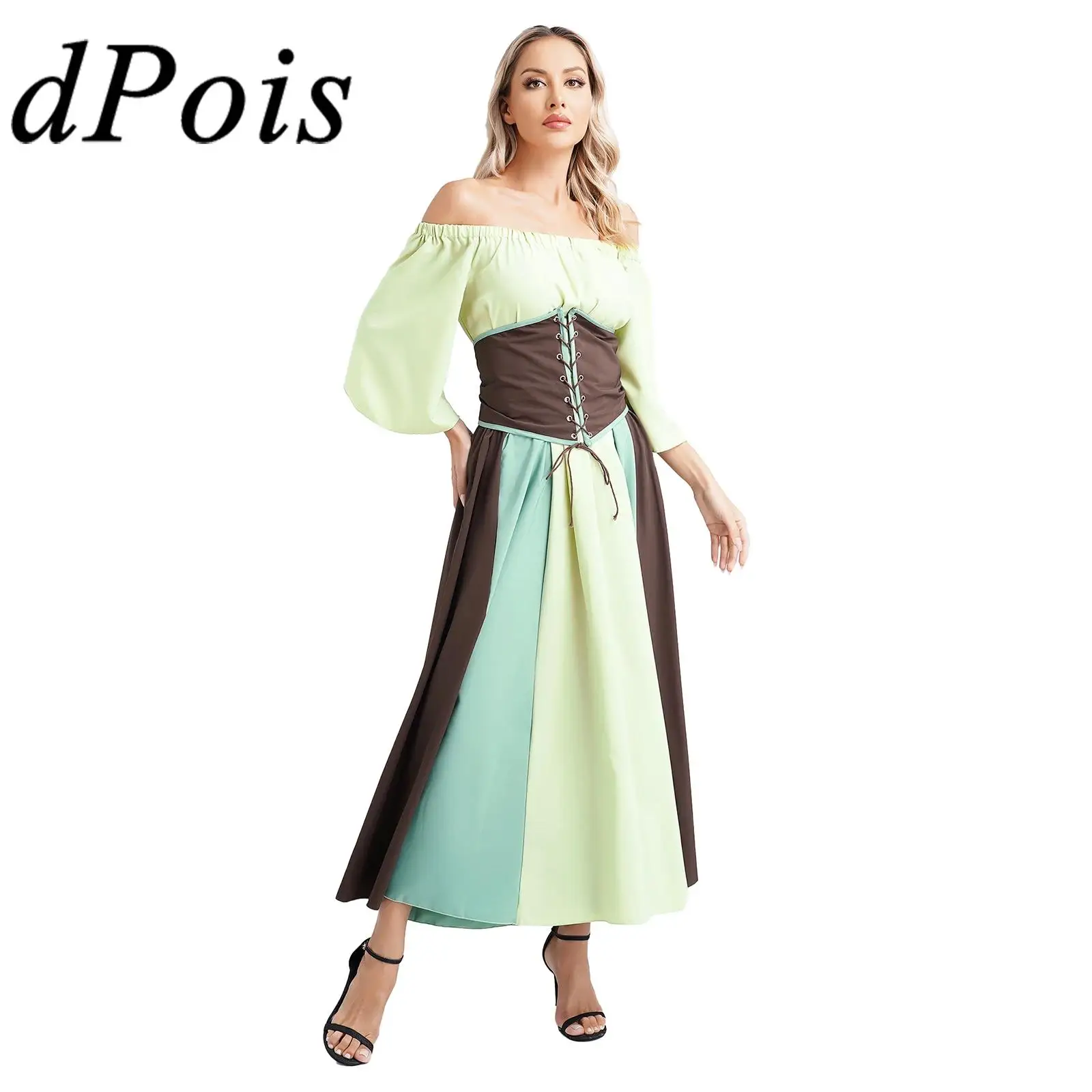 Womens Retro Style Medieval Dress with Lace-up Waist Belt Off Shoulder Swing Dresses Prom Party Gown Femme Gothic Vintage Dress
Womens Retro Style Medieval Dress with Lace-up Waist Belt Off Shoulder Swing Dresses Prom Party Gown Femme Gothic Vintage Dress