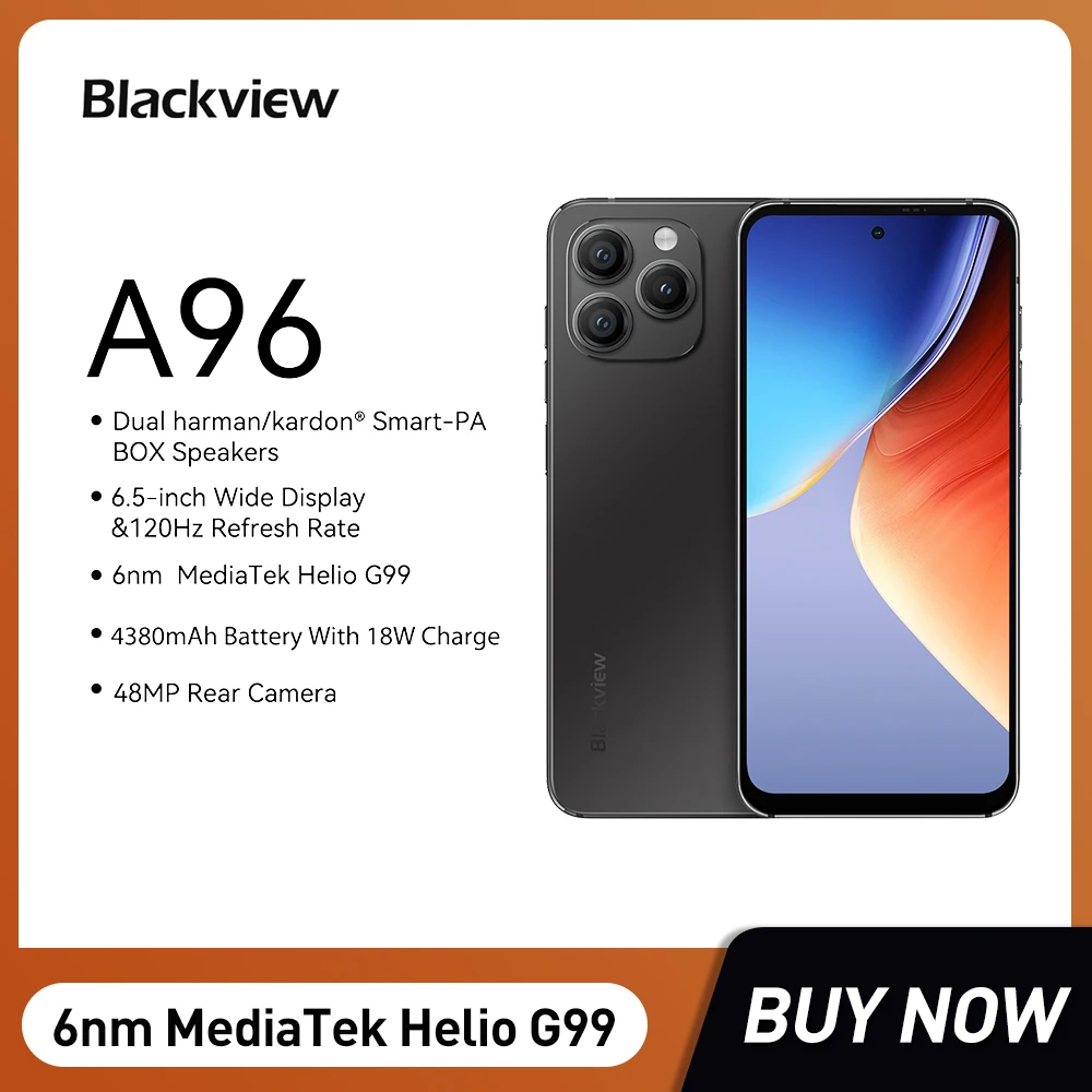 Blackview A96 Android 13 Smartphones Helio G99 Octa Core 12GB+256GB 4G Mobile Phone 6.5Inch 2.4K Display 4380mAh 48MP Camera NFC
Blackview A96 Android 13 Smartphones Helio G99 Octa Core 12GB+256GB 4G Mobile Phone 6.5Inch 2.4K Display 4380mAh 48MP Camera NFC