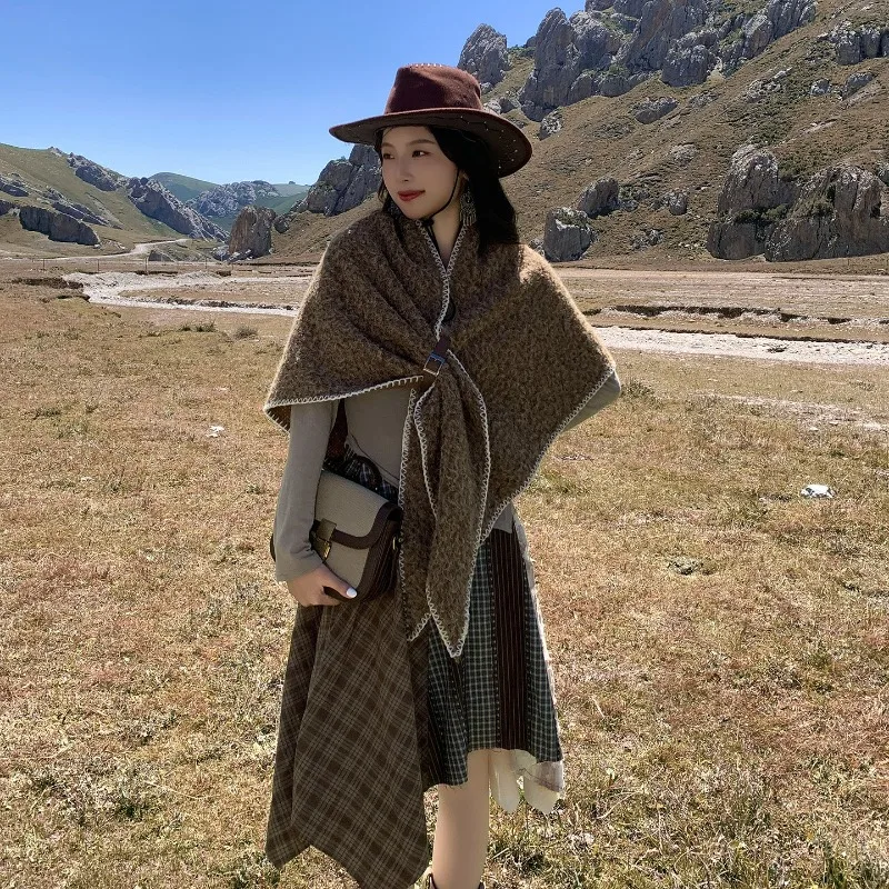 Ethnic-style shawl for autumn and winter, thickened for warmth,suitable for travel photograph women's outerwear cloak cape scarf
Ethnic-style shawl for autumn and winter, thickened for warmth,suitable for travel photograph women's outerwear cloak cape scarf
