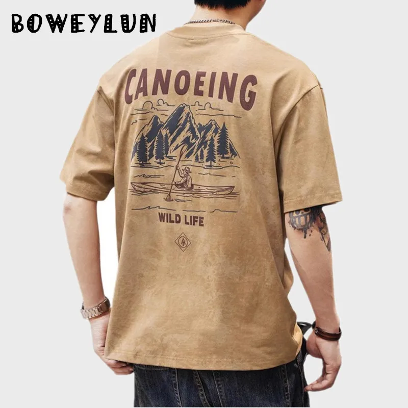 BOWEYLUN Washed Cotton Short Sleeve T-Shirt Men's Summer Vintage Printed Casual Crew Neck Tops for Male
BOWEYLUN Washed Cotton Short Sleeve T-Shirt Men's Summer Vintage Printed Casual Crew Neck Tops for Male
