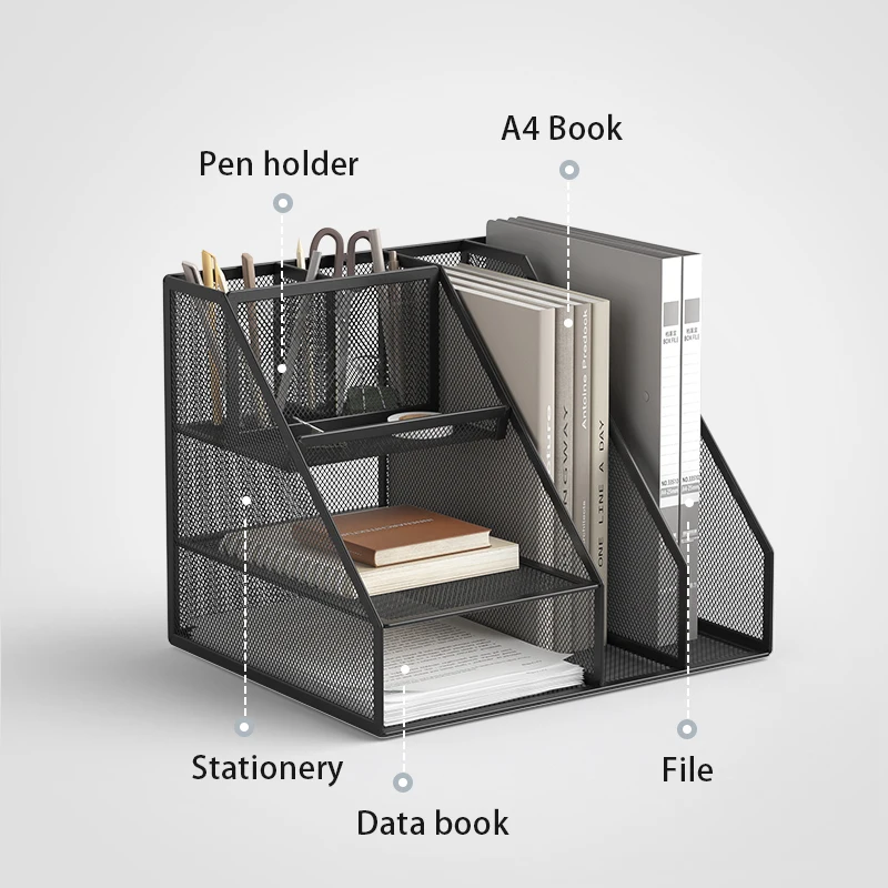 Desktop Storage Rack: Pen Holder + A4 Book + File + Data Book – Small Footprint, Easy to Handle, Saves 70% Office Space
Desktop Storage Rack: Pen Holder + A4 Book + File + Data Book – Small Footprint, Easy to Handle, Saves 70% Office Space