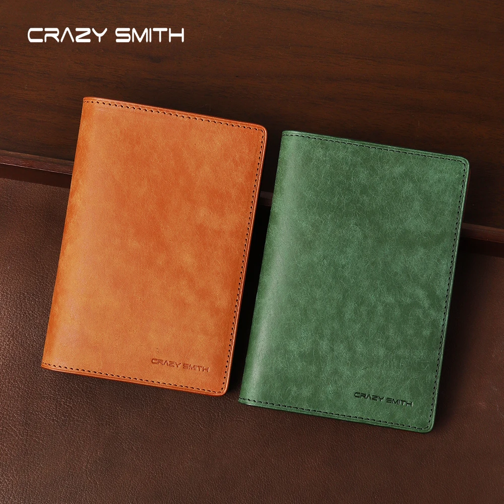 CRAZYSMITH Handmade Cowhide Leather Passport Holder Vintage Frosted Top-Grain Leather Cover Passport Bag for Women & Men
CRAZYSMITH Handmade Cowhide Leather Passport Holder Vintage Frosted Top-Grain Leather Cover Passport Bag for Women & Men