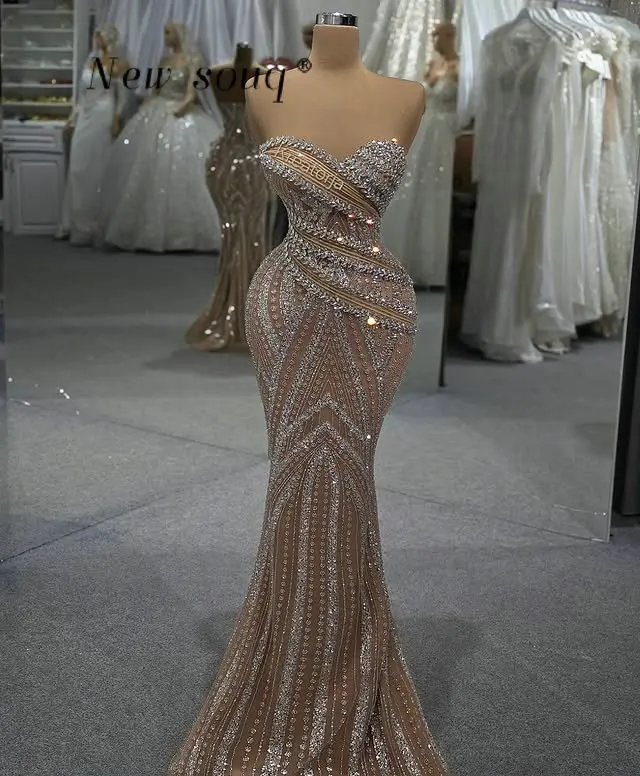 Dark Champagne Crystals Sweetheart Neckline Prom Dresses Customized Long Mermaid Party Gowns Sparkle Prom Night Gala Dresses
Dark Champagne Crystals Sweetheart Neckline Prom Dresses Customized Long Mermaid Party Gowns Sparkle Prom Night Gala Dresses