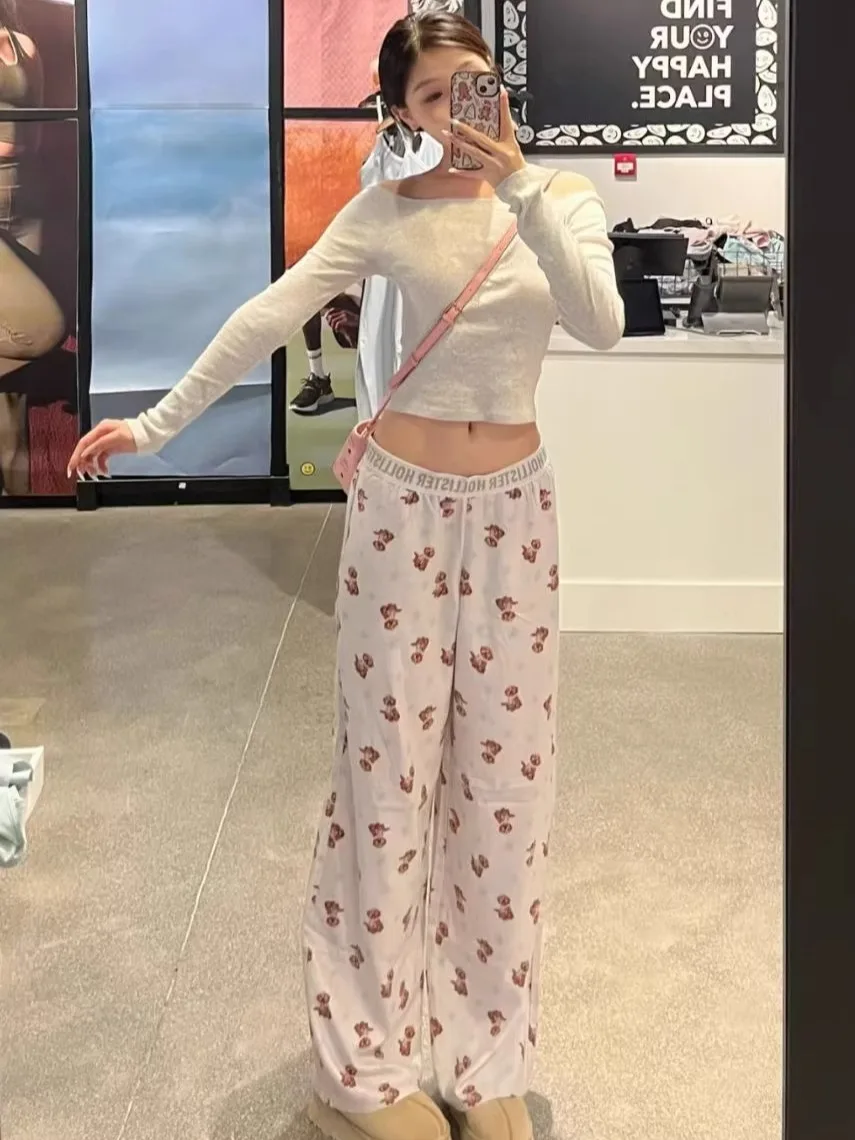 O Little Seagull Snowflake Print Wide Leg Pants Loose Women's Leisure Trousers Cotton l Waist Stripe Pattern
O Little Seagull Snowflake Print Wide Leg Pants Loose Women's Leisure Trousers Cotton l Waist Stripe Pattern