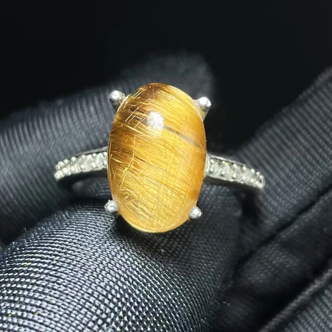 Natural Gold Rutilated Quartz Adjustable Ring Oval 12*8mm Flower Women 925 Silver Yellow Rutilated Beads AAAAAA
Natural Gold Rutilated Quartz Adjustable Ring Oval 12*8mm Flower Women 925 Silver Yellow Rutilated Beads AAAAAA