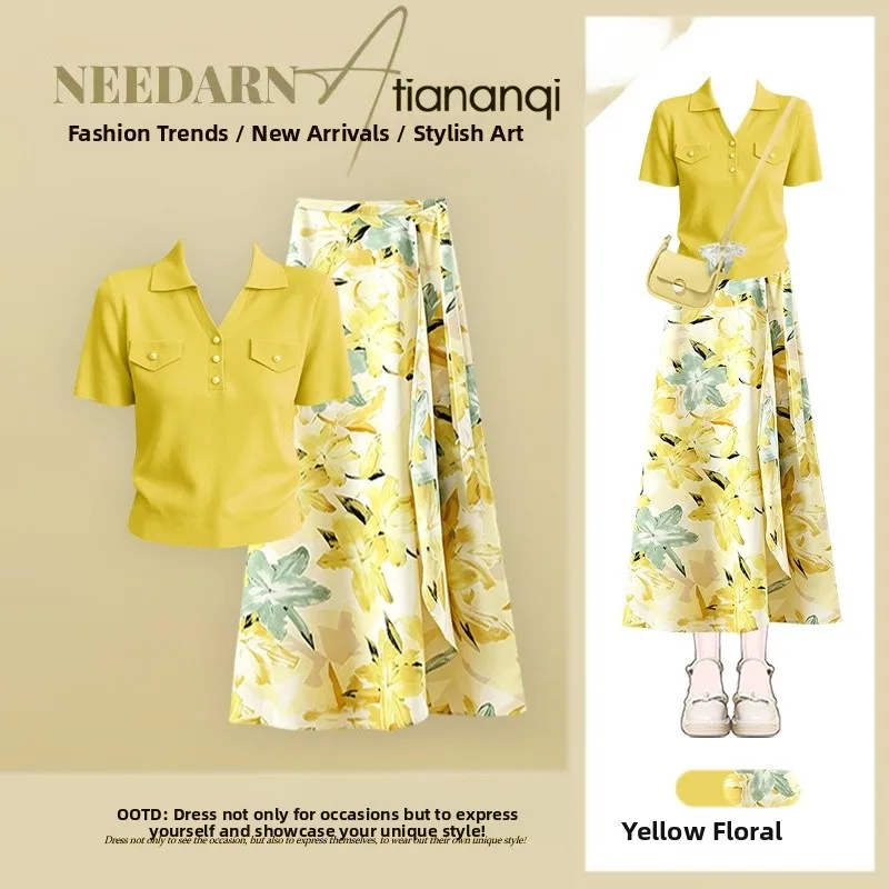 Summer New Loose Floral Halter Neck T-Shirt And Skirt Set Women's Fashion Casual Style Short Sleeve Top Bottoms Matching
Summer New Loose Floral Halter Neck T-Shirt And Skirt Set Women's Fashion Casual Style Short Sleeve Top Bottoms Matching
