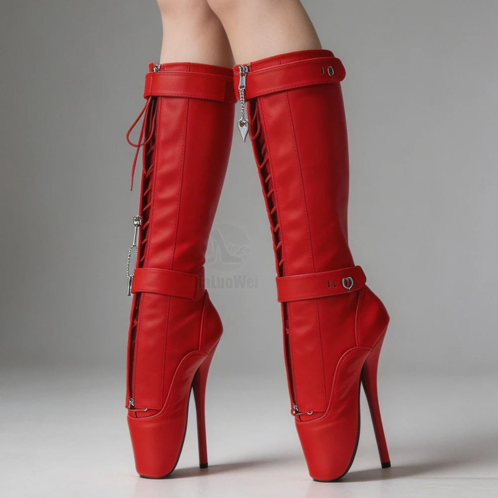 JIALUOWEI Fetish Ballet Pointe Pain Knee Boots Concealed Lace Lockable Strap
JIALUOWEI Fetish Ballet Pointe Pain Knee Boots Concealed Lace Lockable Strap