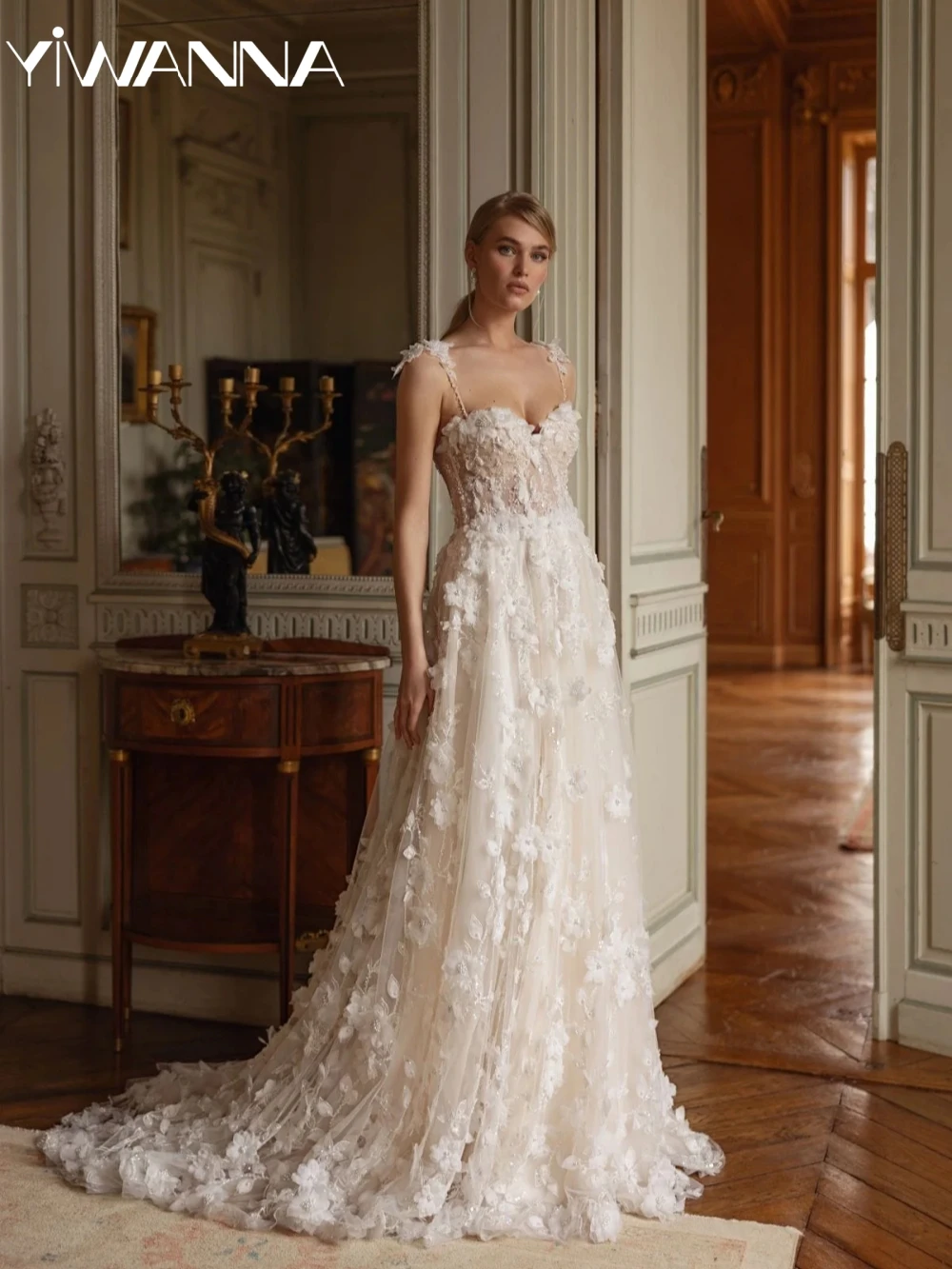 Opulent Shiny Beaded 3D Flower Wedding Dress Dreamy A-line Long Bridal Gown 2026 New Customized Thin Straps Dresses For Bride
Opulent Shiny Beaded 3D Flower Wedding Dress Dreamy A-line Long Bridal Gown 2026 New Customized Thin Straps Dresses For Bride