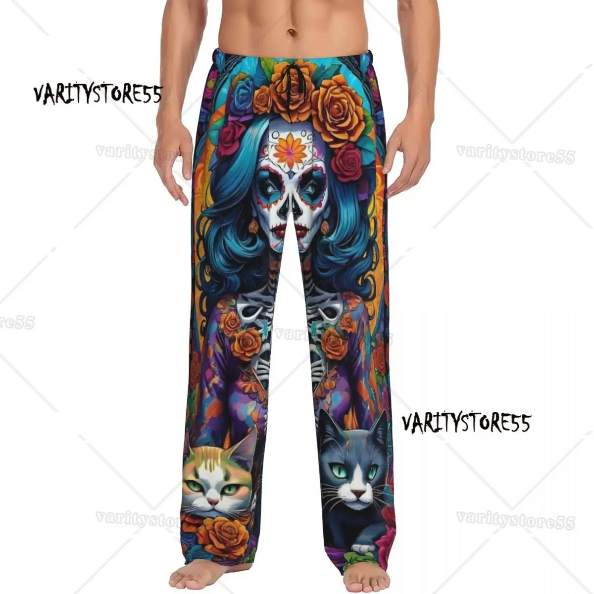 Custom Halloween Sugar Skull Cat Lady Pajama Pants Men's Sleepwear Lounge Sleep Bottoms Stretch with Pockets
Custom Halloween Sugar Skull Cat Lady Pajama Pants Men's Sleepwear Lounge Sleep Bottoms Stretch with Pockets