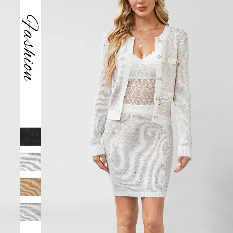 Women's Knitted Cardigan Set with Pockets And Buttons Small Fragrance Style Autumn Winter New Arrival Casual Sportswear
Women's Knitted Cardigan Set with Pockets And Buttons Small Fragrance Style Autumn Winter New Arrival Casual Sportswear