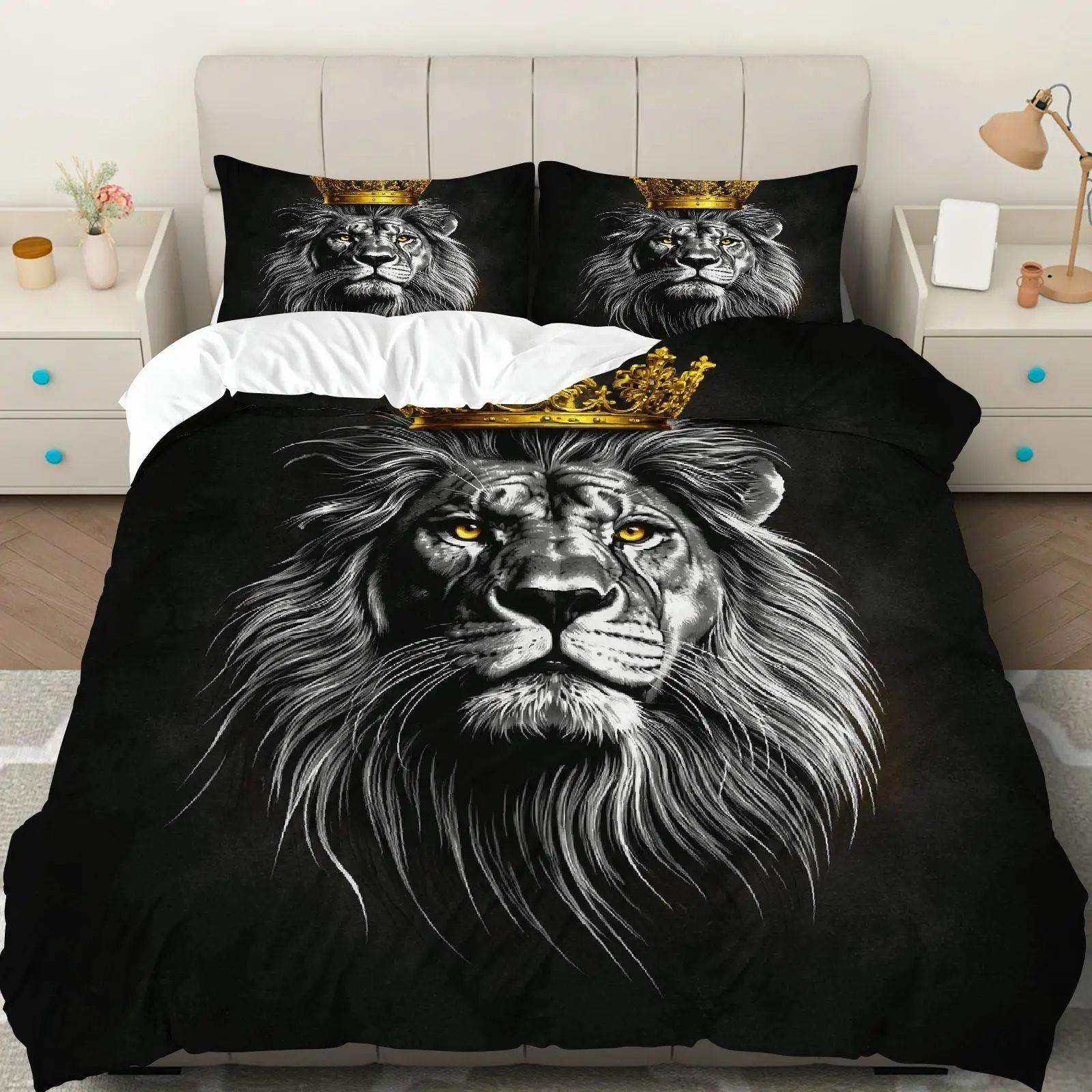 Black Lion in Artistic Style, Bold and Graceful 3D Print Duvet Cover Set, Luxury Animal Bedding for Bedroom Decor
Black Lion in Artistic Style, Bold and Graceful 3D Print Duvet Cover Set, Luxury Animal Bedding for Bedroom Decor