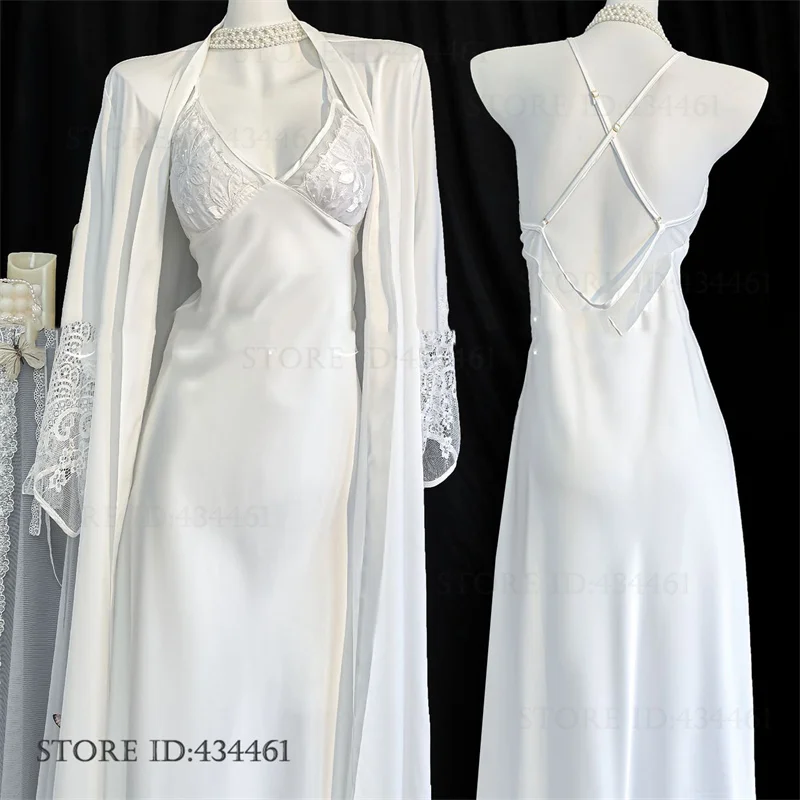 Elegant Female Long Robe Nightgown Set Sexy Patchwork Hollow Out Nightdress Women's Lingerie Loos Satin Bathrobe Homewear Pajama
Elegant Female Long Robe Nightgown Set Sexy Patchwork Hollow Out Nightdress Women's Lingerie Loos Satin Bathrobe Homewear Pajama