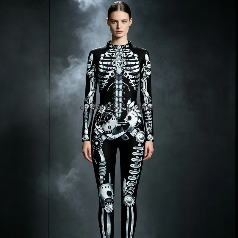Women Halloween Hoilday Cosplay Costume Skull Print Long Sleeve Jumpsuit Outfit Skeleton Party Stage Performance Outfit
Women Halloween Hoilday Cosplay Costume Skull Print Long Sleeve Jumpsuit Outfit Skeleton Party Stage Performance Outfit