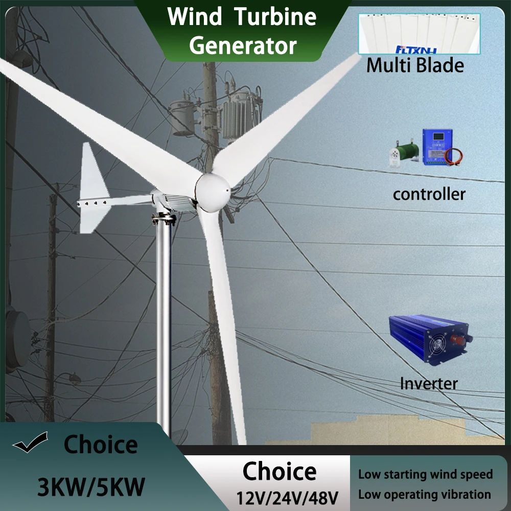 5KW 10KW Wind Turbine Horizontal Axis Permanent Maglev Generator Electric Power Windmill Generator 48V 96V With Mppt Controller
5KW 10KW Wind Turbine Horizontal Axis Permanent Maglev Generator Electric Power Windmill Generator 48V 96V With Mppt Controller