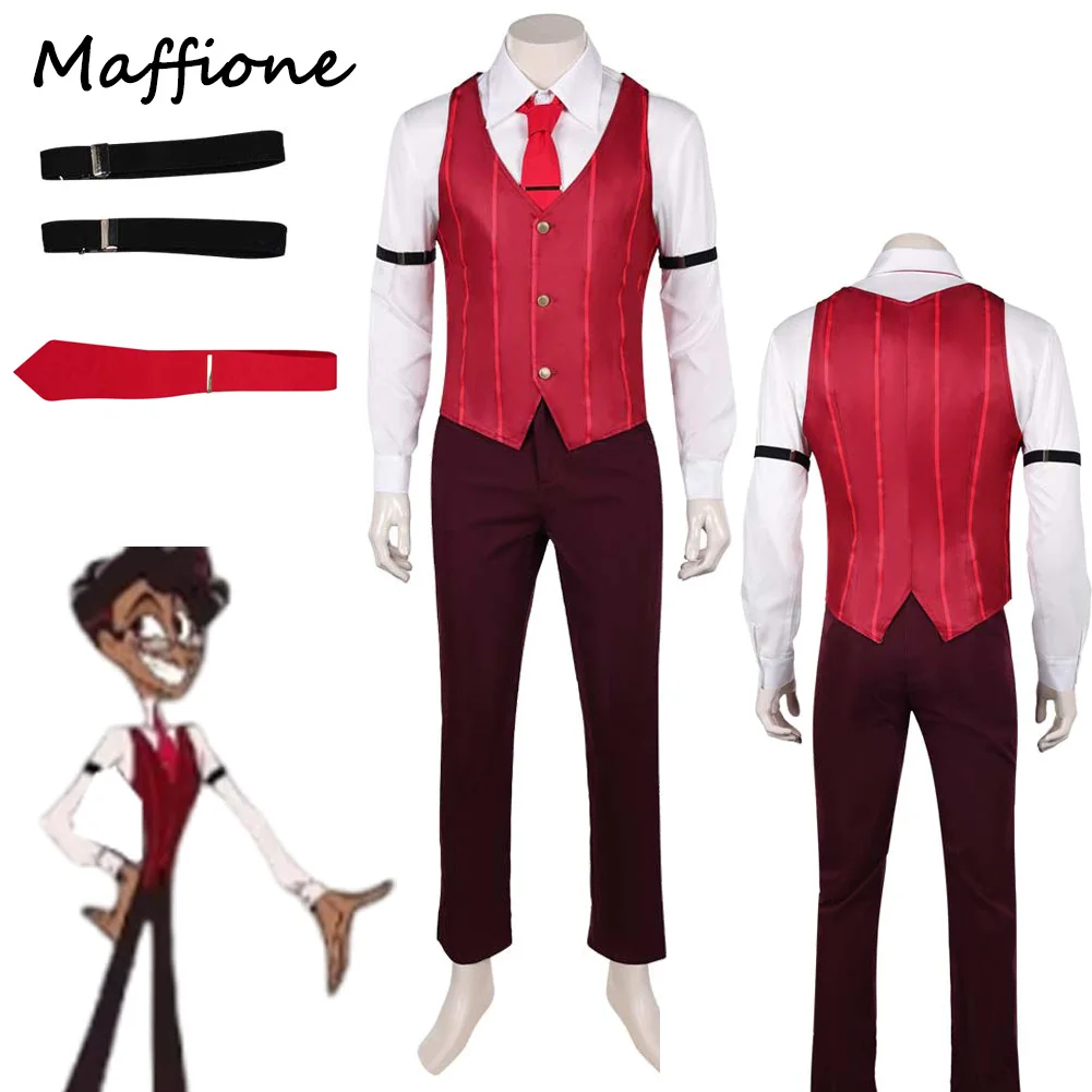 Hotel TV Hell Inn Human Alastor Cosplay Men Costume Fantasia Vest Pants Necklace Set Clothing Male Disguise Halloween Party Suit
Hotel TV Hell Inn Human Alastor Cosplay Men Costume Fantasia Vest Pants Necklace Set Clothing Male Disguise Halloween Party Suit