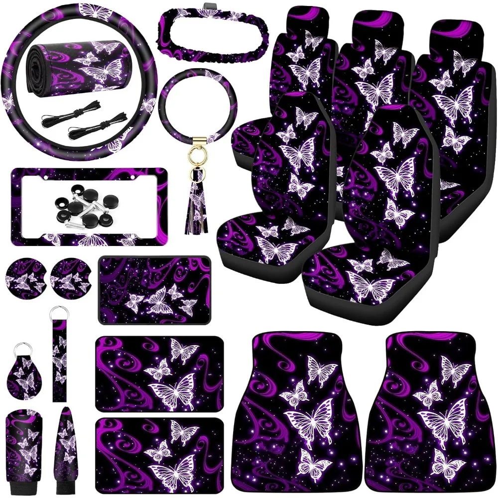 Butterfly Seat Cover Set 26 Pcs Purple Steering Wheel License Plate Mirror Covers for Women Car SUV
Butterfly Seat Cover Set 26 Pcs Purple Steering Wheel License Plate Mirror Covers for Women Car SUV