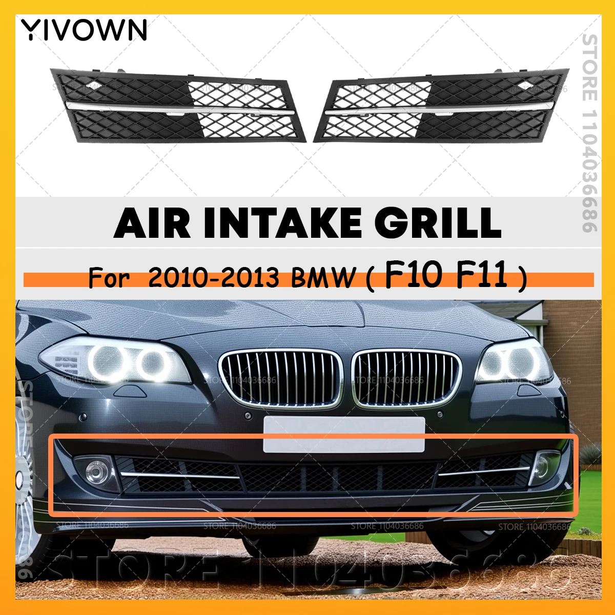 For 2010 2011 2012 2013 BMW 528i 535i 535iX F10 F11 Front Bumper Lower Air Inlet Grille Cover Mesh 51117200699 51117200700
For 2010 2011 2012 2013 BMW 528i 535i 535iX F10 F11 Front Bumper Lower Air Inlet Grille Cover Mesh 51117200699 51117200700