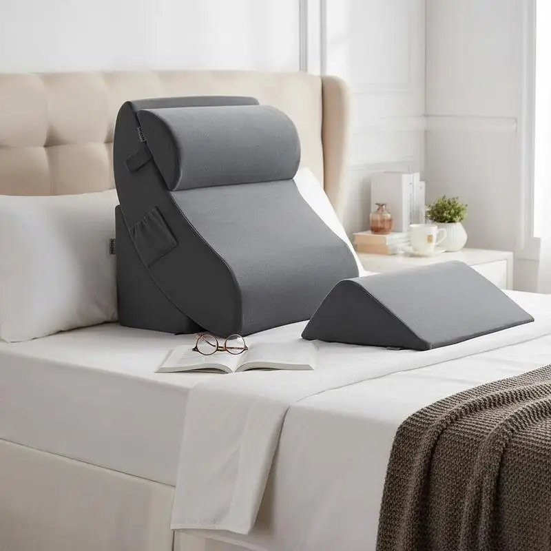Orthopedic Bed Wedge Pillow, 4-piece set, support for legs, neck & shoulders, for back pain, heartburn, snoring relief, and improved posture in bed, dark grey
Orthopedic Bed Wedge Pillow, 4-piece set, support for legs, neck & shoulders, for back pain, heartburn, snoring relief, and improved posture in bed, dark grey