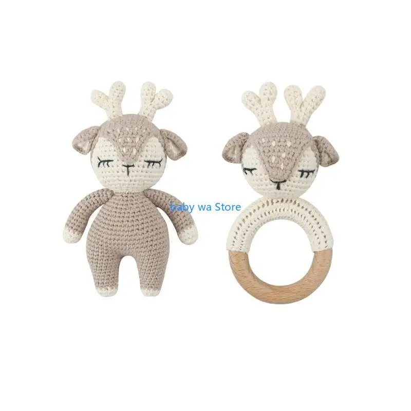 Wooden Teether Crochet Animal Rattle Baby Teething Gift Handbell Mobile Rattle Newborn Gym Toy Infant Sleep Toy 4XBD
Wooden Teether Crochet Animal Rattle Baby Teething Gift Handbell Mobile Rattle Newborn Gym Toy Infant Sleep Toy 4XBD